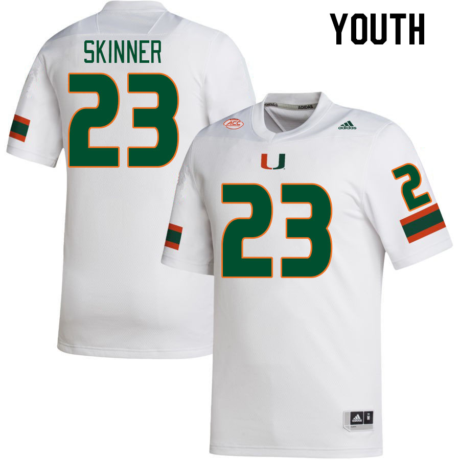 Youth #23 Jaleel Skinner Miami Hurricanes College Football Jerseys Stitched-White - Click Image to Close